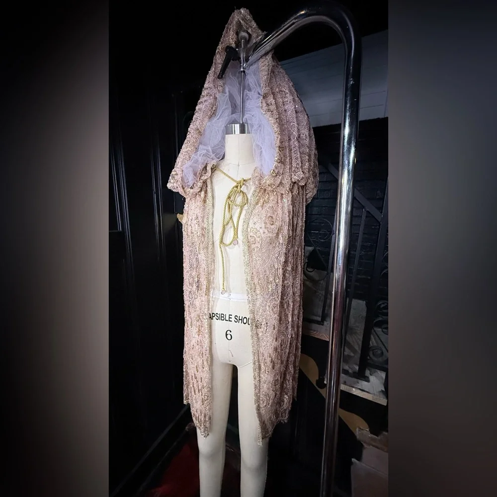 Bohemian Hooded Cloak Hand Beaded - Picture 10 of 12